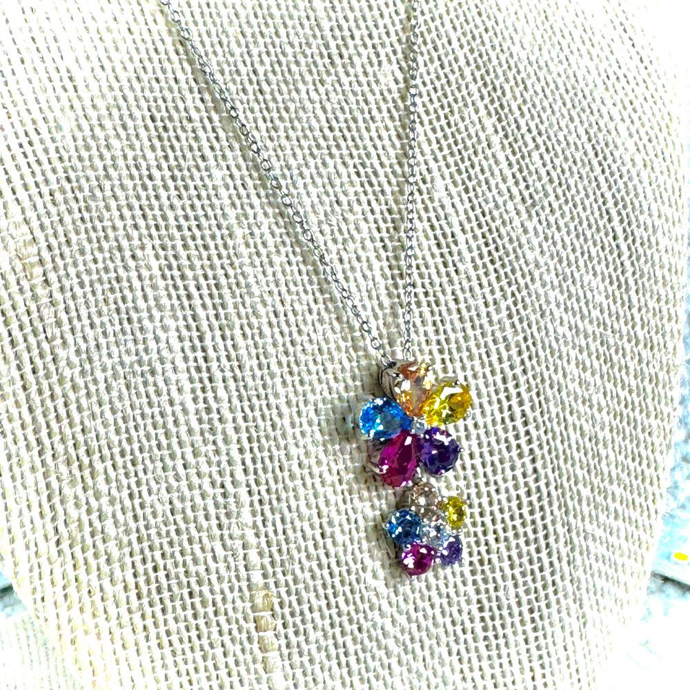 Bella Luce 8.26ctw Multicolor Gemstone Simulant Rhodium Sterling Silver Pendant